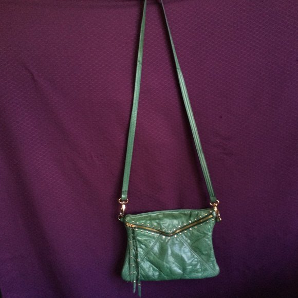 Steve Madden Green Studded Crossbody Purse Fringe - Picture 6 of 12